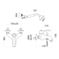 Webert Aurora Смеситель для ванны, настенный, цвет: бронза AU850101065