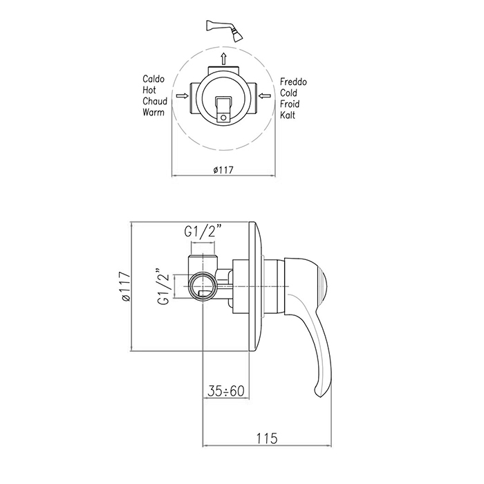 Webert Aurora Встраиваемый смеситель для ванны, цвет: медь AU880101060