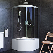 Am.Pm Gem Душевой уголок 90х90х150h см, стекло прозрачное 5 мм, без поддона, цвет: хром матовый W90G-401A090WT