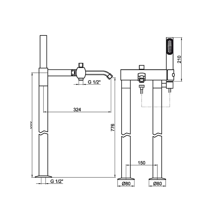 Webert Azeta Смеситель для ванны, цвет: хром AZ850401015