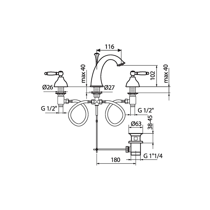 Webert Dorian Смеситель для раковины, цвет: бронза/белый DO750101065