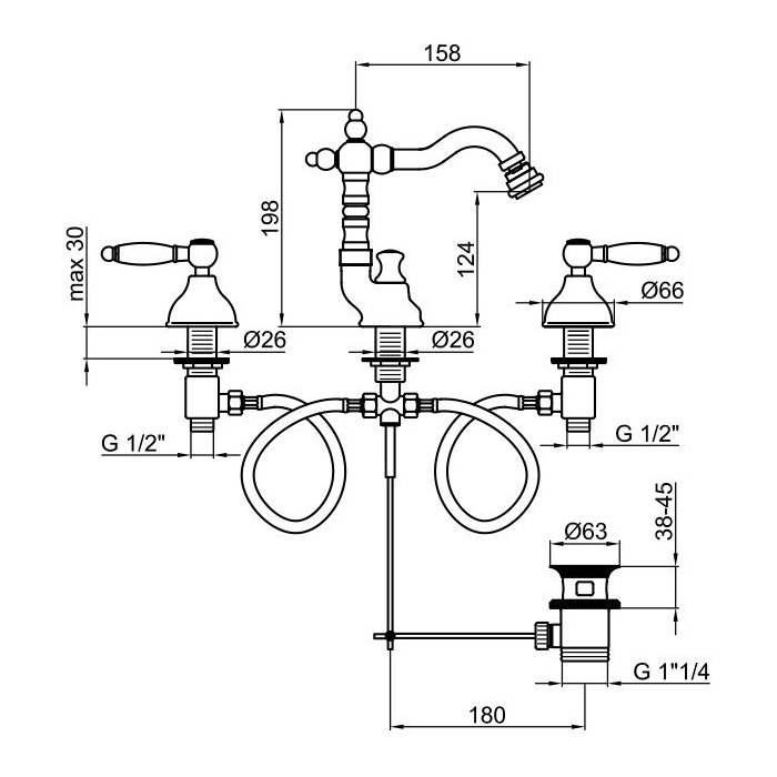 Webert Dorian Смеситель для биде, цвет: бронза/белый DO710502065