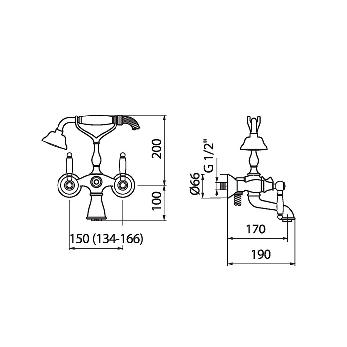 Webert Dorian Смеситель для ванны, цвет: хром/белый DO720201015