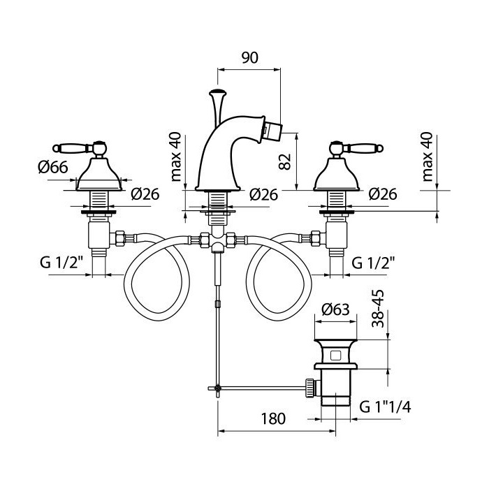 Webert Dorian Смеситель для биде, цвет: бронза/белый DO710202065