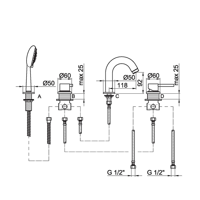 Webert Elio Смеситель на борт ванны, цвет: хром EL850701015