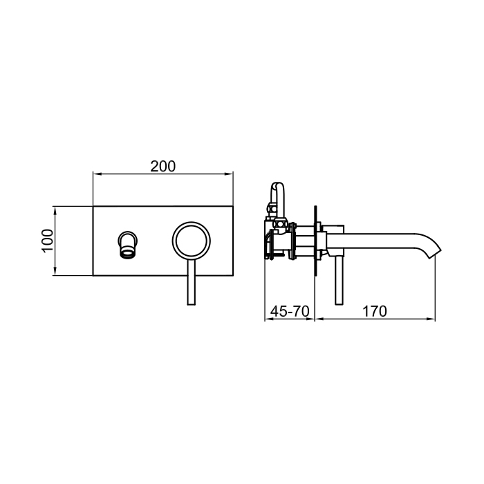 Webert Elio Встраиваемый cмеситель для раковины, настенный, цвет: черный матовый EL830606560
