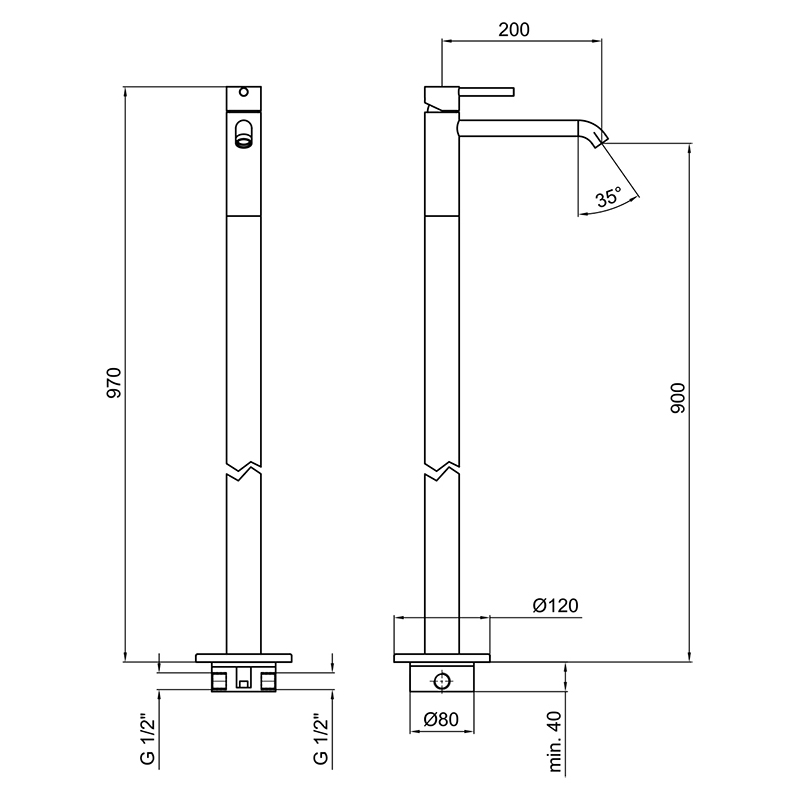 Webert Elio Смеситель для раковины, напольный, цвет: никель EL832101345
