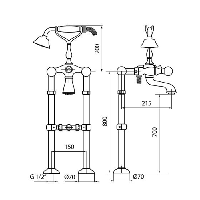 Webert Karenina Смеситель для ванны, цвет: хром/кристаллы Swarovski KA720801015