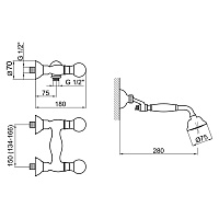 Webert Karenina Смеситель для душа, цвет: бронза/кристаллы Swarovski KA760101065