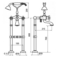 Webert Karenina Смеситель для ванны, цвет: золото/кристаллы Swarovski KA720801010