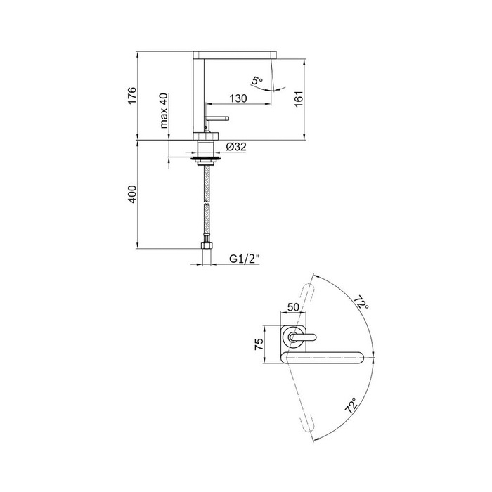 Webert Living Смеситель для раковины, без донного клапана, цвет: черный матовый LV830102560