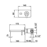 Webert Living Встраиваемый cмеситель для раковины, настенный, цвет: черный матовый LV830606560