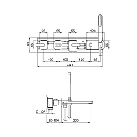 Webert Living Встраиваемый смеситель для ванны, с изливом, цвет: черный матовый LV720901560