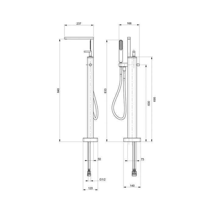 Webert Living Смеситель для ванны, напольный, цвет: черный матовый LV851101560