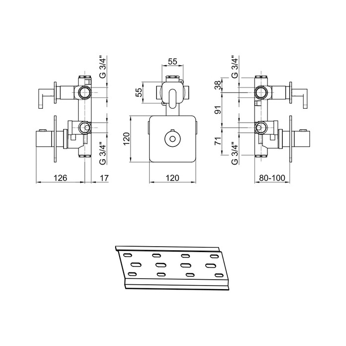 Webert Living Встраиваемый смеситель для душа, термостат, настенный, цвет: черный мат. LV971302560