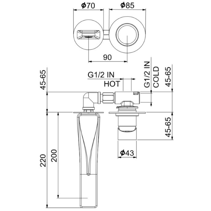 Webert One-B Смеситель встраиваемый для раковины, с изл. , цвет: белый мат./черный мат. NB830606741