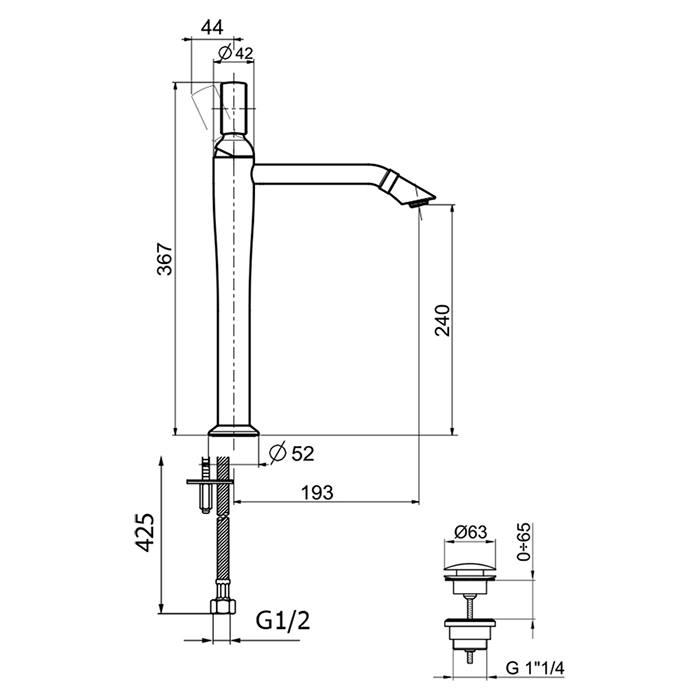 Webert Opera Смеситель для раковины, с донным клапаном, цвет: черный матовый OA830402560
