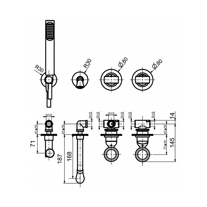 Webert Opera Встраиваемый смеситель для ванны, цвет: черный матовый OA860312560