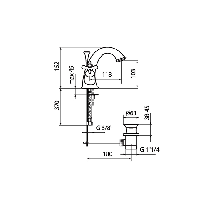 Webert Ottocento Смеситель для биде, цвет: золото OT710102010