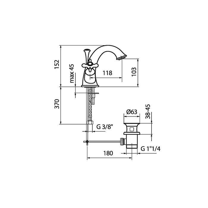 Webert Ottocento Смеситель для раковины, цвет: золото OT700102010