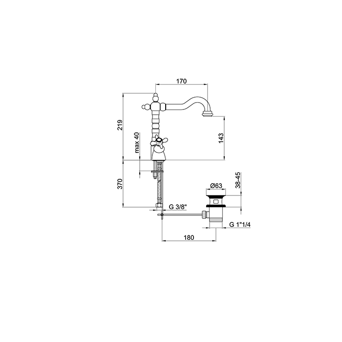 Webert Ottocento Смеситель для раковины, цвет: золото OT700302010