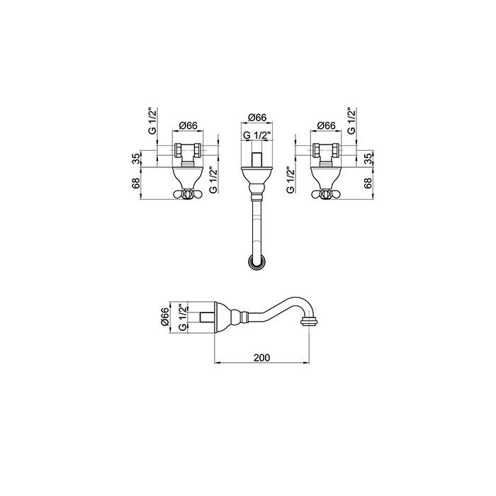 Webert Ottocento Смеситель для раковины, цвет: бронза OT750404065