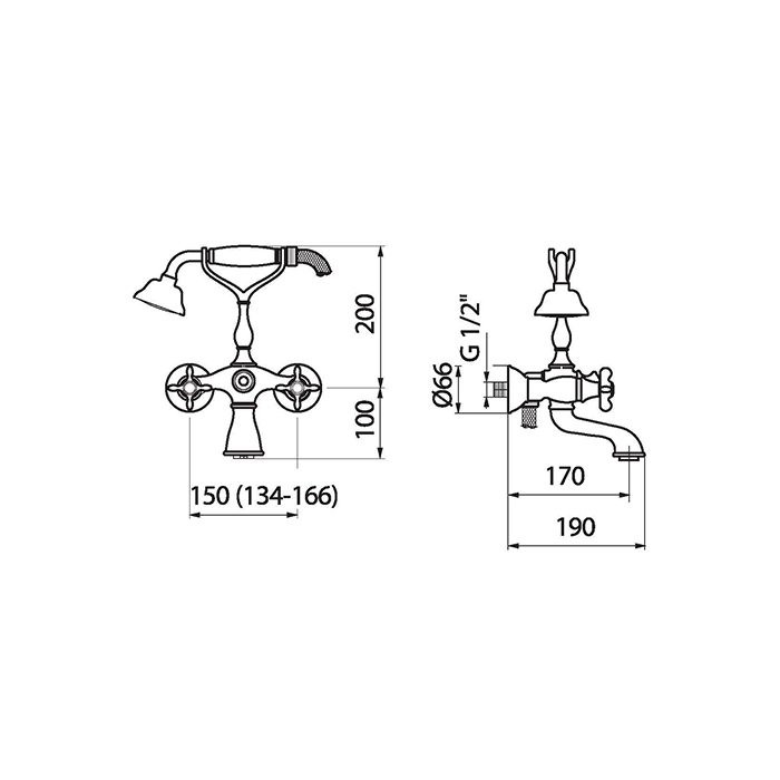 Webert Ottocento Смеситель для ванны, цвет: золото/белый OT720201010