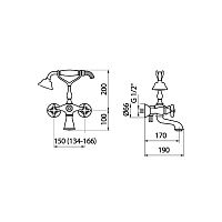 Webert Ottocento Смеситель для ванны, цвет: золото/белый OT720201010