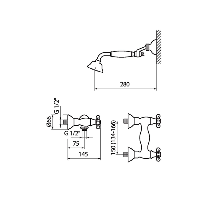 Webert Ottocento Смеситель для душа, цвет: бронза/белый OT760101065
