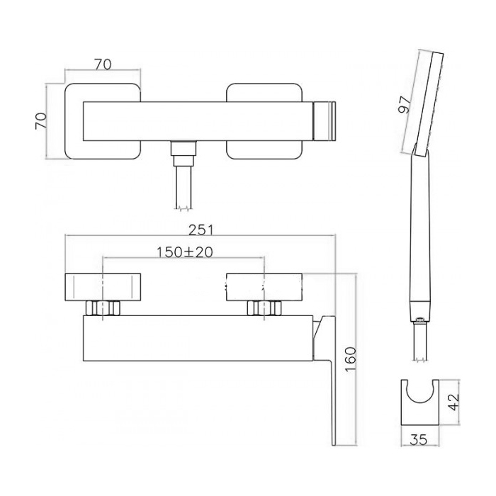 Webert Pegaso Смеситель для душа, с душевым гарнитуром, цвет: хром PE870101015