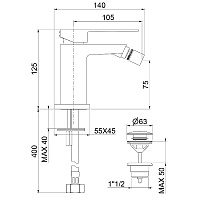 Webert Pegaso Смеситель для биде, с донным клапаном, цвет: белый матовый PE840102740
