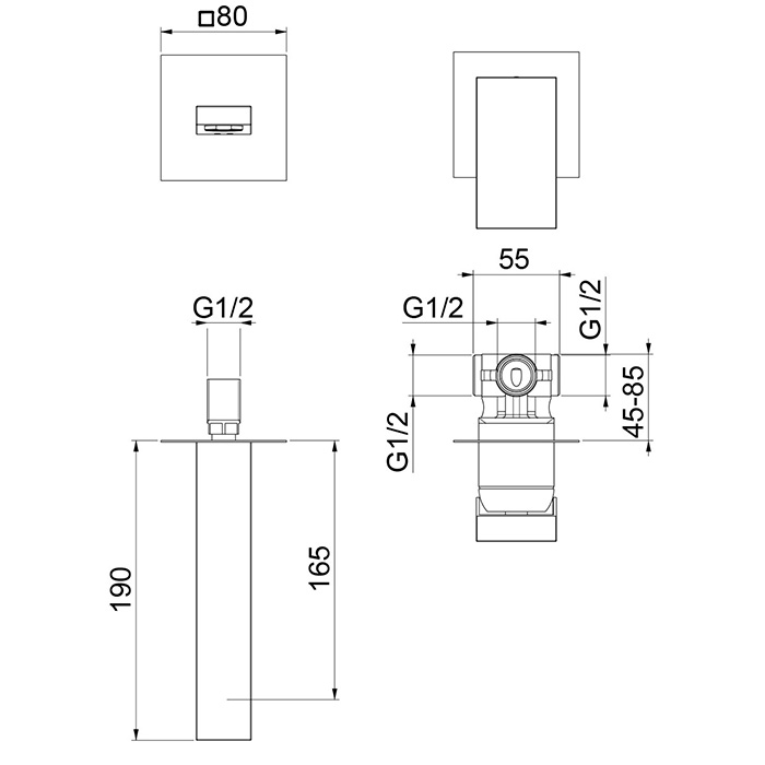 Webert Pegaso Смеситель для раковины, встраиваемый, цвет: черный матовый PE830606560