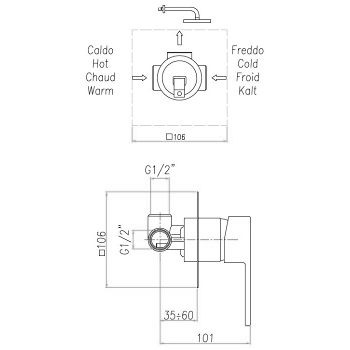 Webert Pegaso Смеситель для душа, с внутренней частью, цвет: хром PE880101015