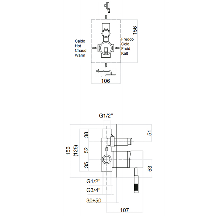 Webert Rimini Смеситель для душа, встраиваемый, цвет: золото RI860101010