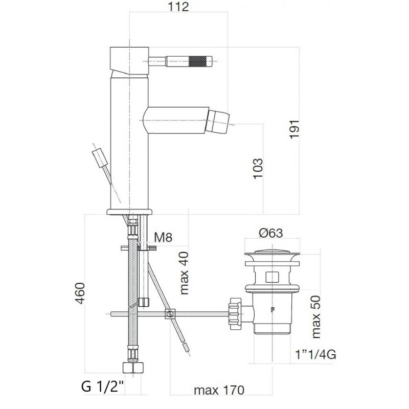 Webert Rimini Смеситель для биде, на 1 отв., цвет: золото RI840102010
