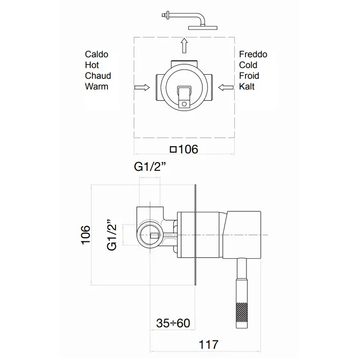 Webert Rimini Смеситель для душа, встраиваемый, цвет: золото RI880101010