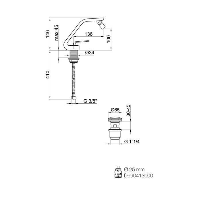 Webert Wolo Смеситель для биде, цвет: хром WO840102015