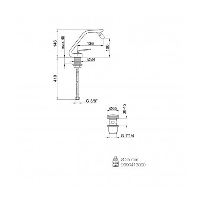 Webert Wolo Смеситель для биде, цвет: черный матовый/хром WO840102564