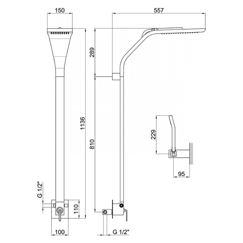 Webert Wolo Душевая стойка с верхним душем, цвет: хром WO660302015