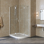 Vegas Glass Душевой уголок 100x189.5h см, проф. белый стекло 6мм прозр. AFS-F lux 100*80 01 01 L