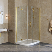Vegas Glass Душевой уголок 100x189.5h см, проф. золото стекло 6мм прозр. AFS-F lux 100*90 09 01 R