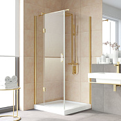 Vegas Glass Душевой уголок 100x199h см, проф. золото стекло 6мм прозр. AFP-Fis Lux 100*90 09 01 L