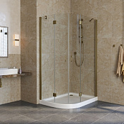 Vegas Glass Душевой уголок 110x189.5h см, проф. бронза стекло 6мм прозр. AFS-F lux 110*80 05 01 R