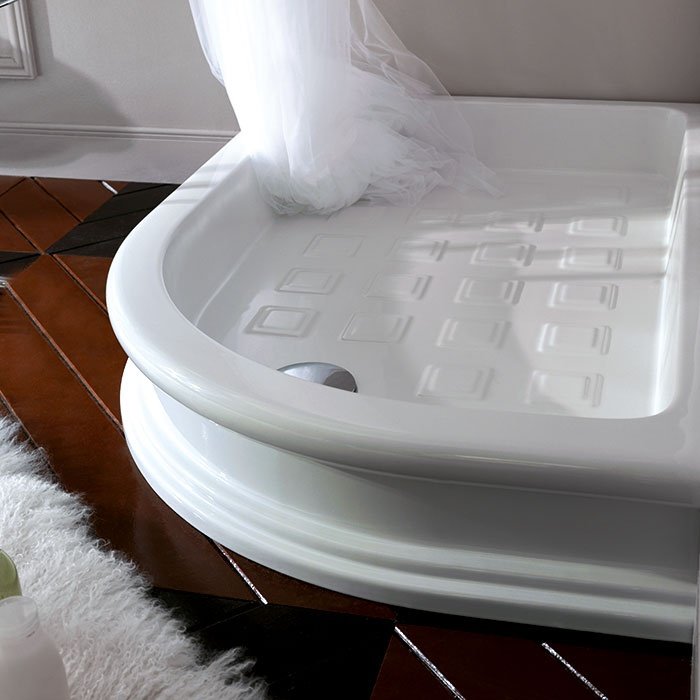 Kerasan Retro Поддон угловой для душа керамический 80x80x20h см, без сифона, слив 9 см, цвет: Bianco 134201