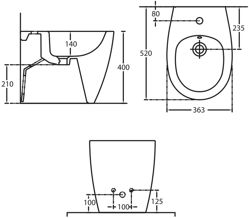 Allen Brau Fantasy Биде напольное 36,3x52 см, c 1 отв. под смеситель и переливом, цвет: белый глянц 4.11008.20