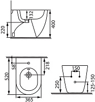 Allen Brau Reality Биде напольное 36,5x52 см, c 1 отв. под смеситель и переливом, цвет: белый глянц 4.32005.20