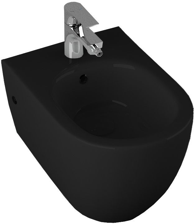 Allen Brau Reality Биде подвесное 36,5x53 см, c 1 отв. под смеситель и переливом, цвет: черный мат 4.32008.31