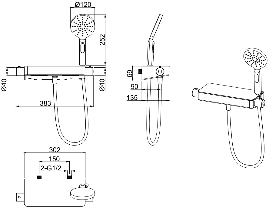 Allen Brau Fantasy Смеситель для душа термостатический с душем, без излива, цвет: хром 5.11002-00