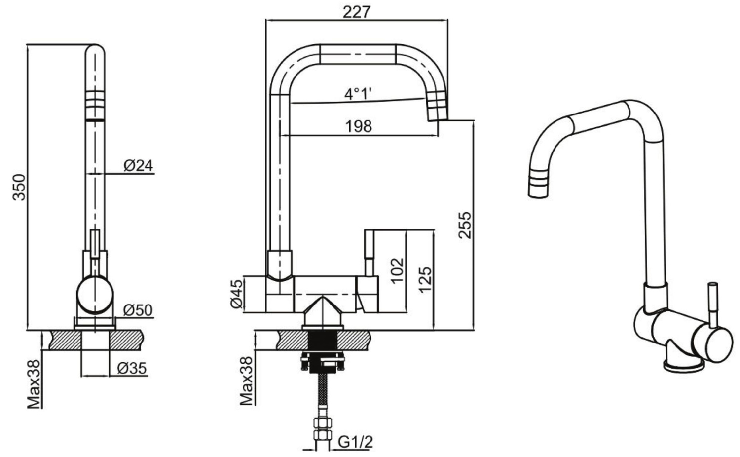 Allen Brau Fenster Смеситель для кухни, излив 19,8 см, цвет: хром 5.60003-00