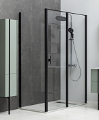 Allen Brau Priority Душевой уголок 100x80x200h см, стекло проз. 6 мм, Easy Clean, цвет: черный браш 3.31006.BBA + 3.31015.BBA